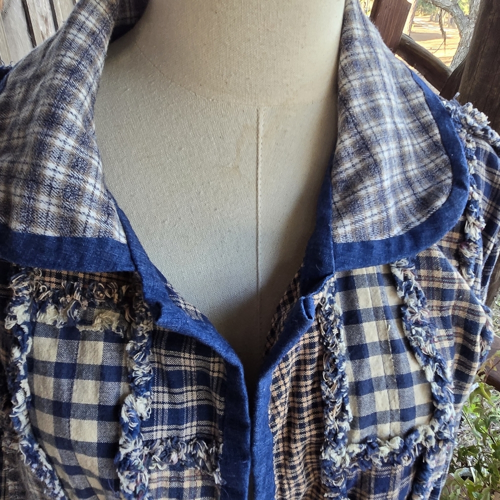 Women's Reversible Patchwork Open Front Blazer Or… - image 2